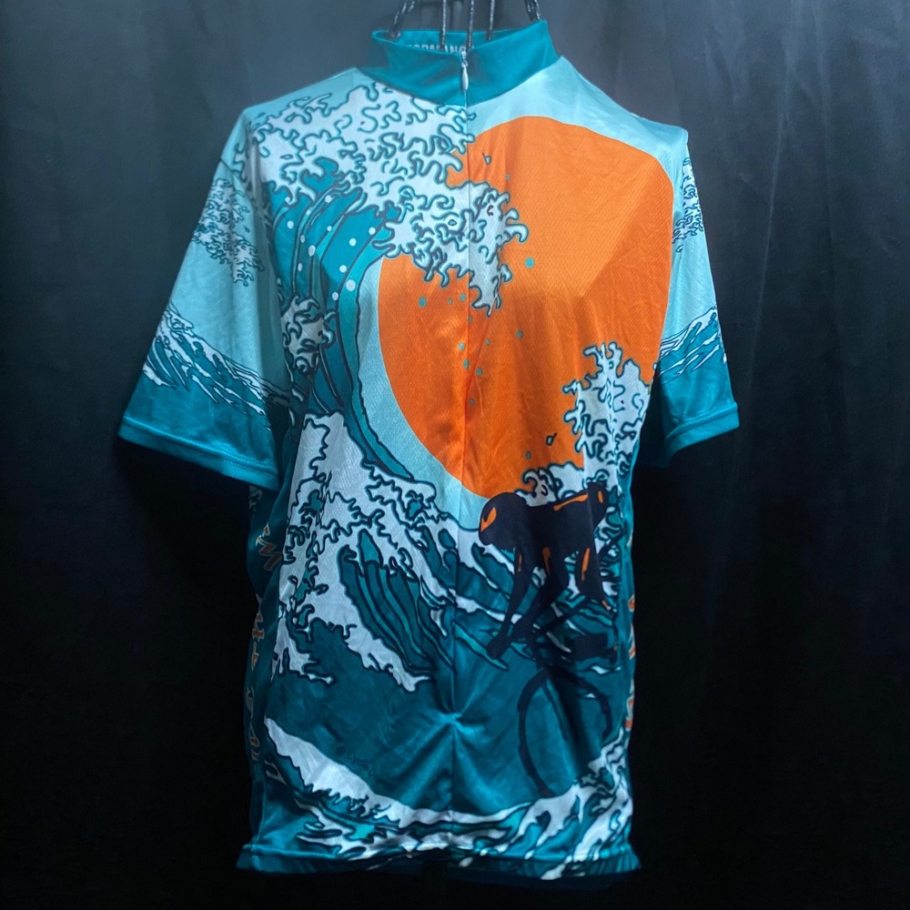 Performance‎ Bike Cycling Jersey Wave Design Full Zip Mens L